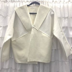 Ivory Knit Structured Ribbed Section Jacket M/L